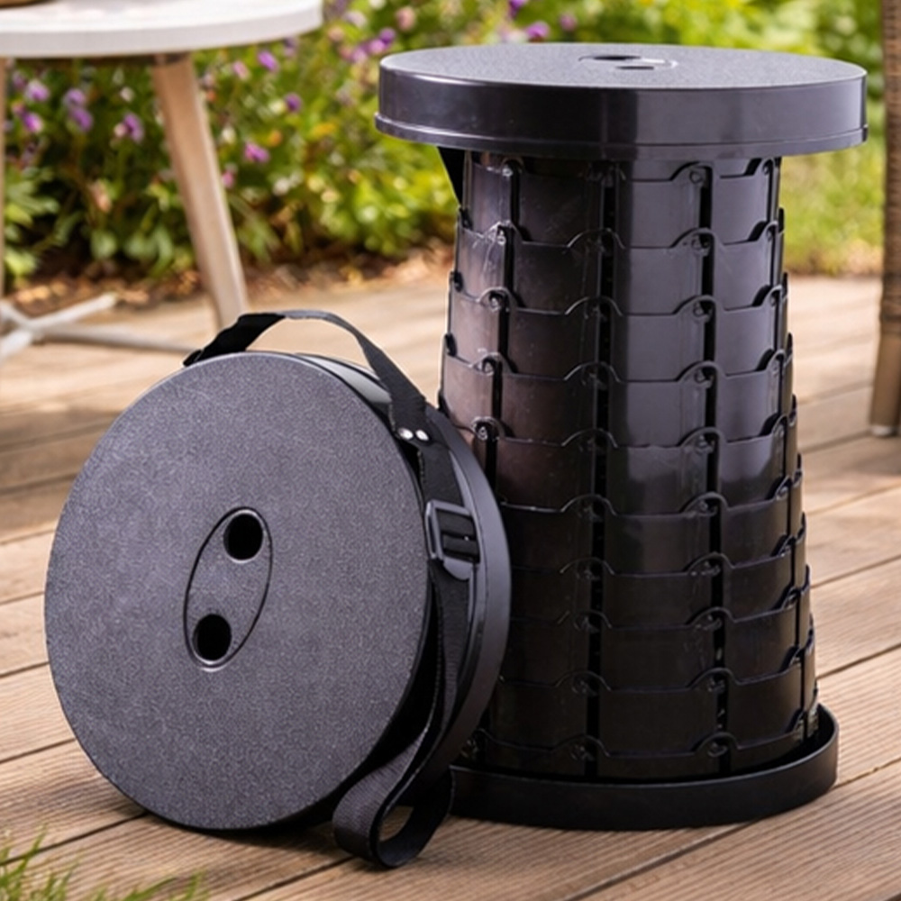Avilo Black Adjustable Pop-Up Telescopic Stool with Carry Bag Image 1