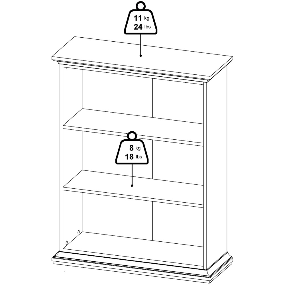 Florence Paris 3 Shelf White Low Bookcase Image 9