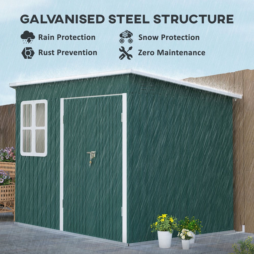 Outsunny 8.5 x 6ft Green Galvanised Steel Garden Shed with Foundation Kit Image 4