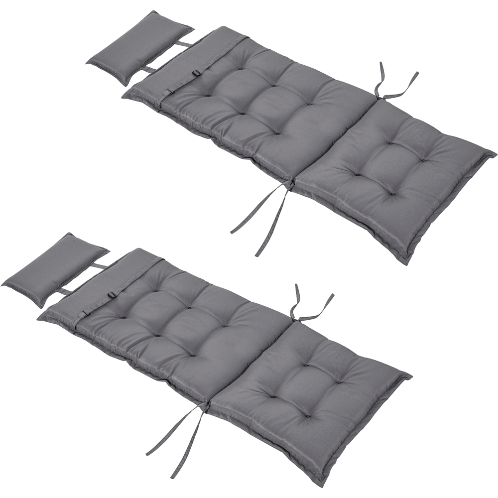 Outsunny Dark Grey Outdoor Chair Cushions with Pillows 120 x 50cm 2 Pack Image 1