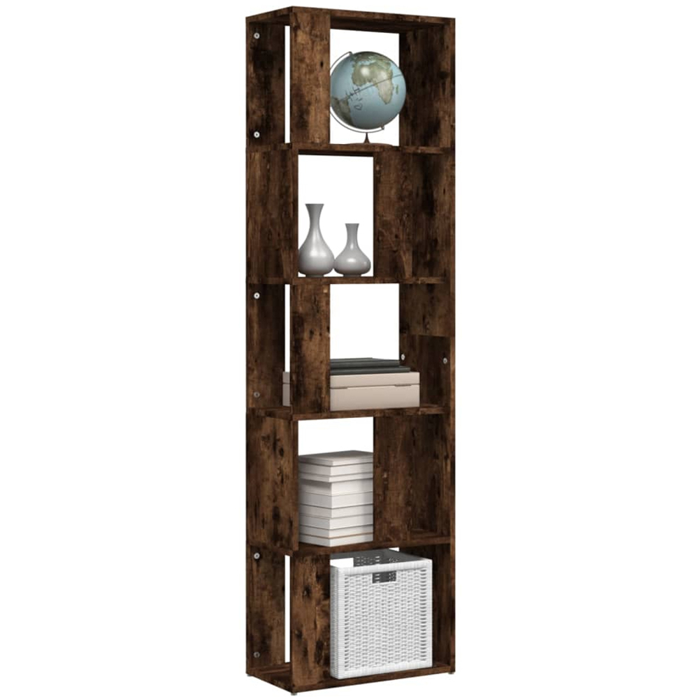 vidaXL 5 Shelf Smoked Oak Bookcase Image 4