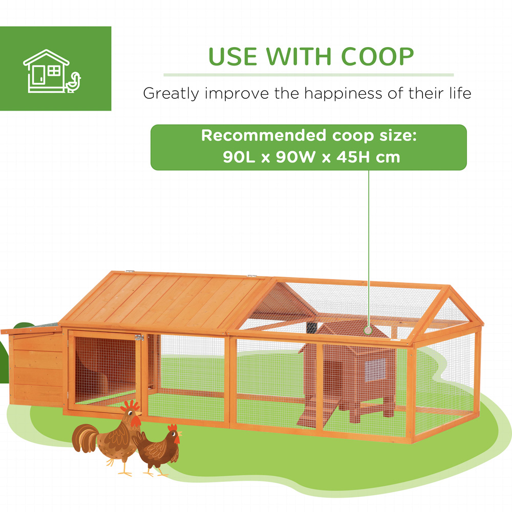 PawHut Wooden Chicken Run with Openable Roof Image 6