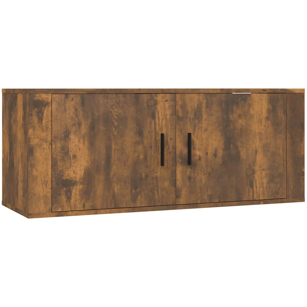 vidaXL 2 Door Smoked Oak Wide Wall Mounted TV Cabinet Image 2