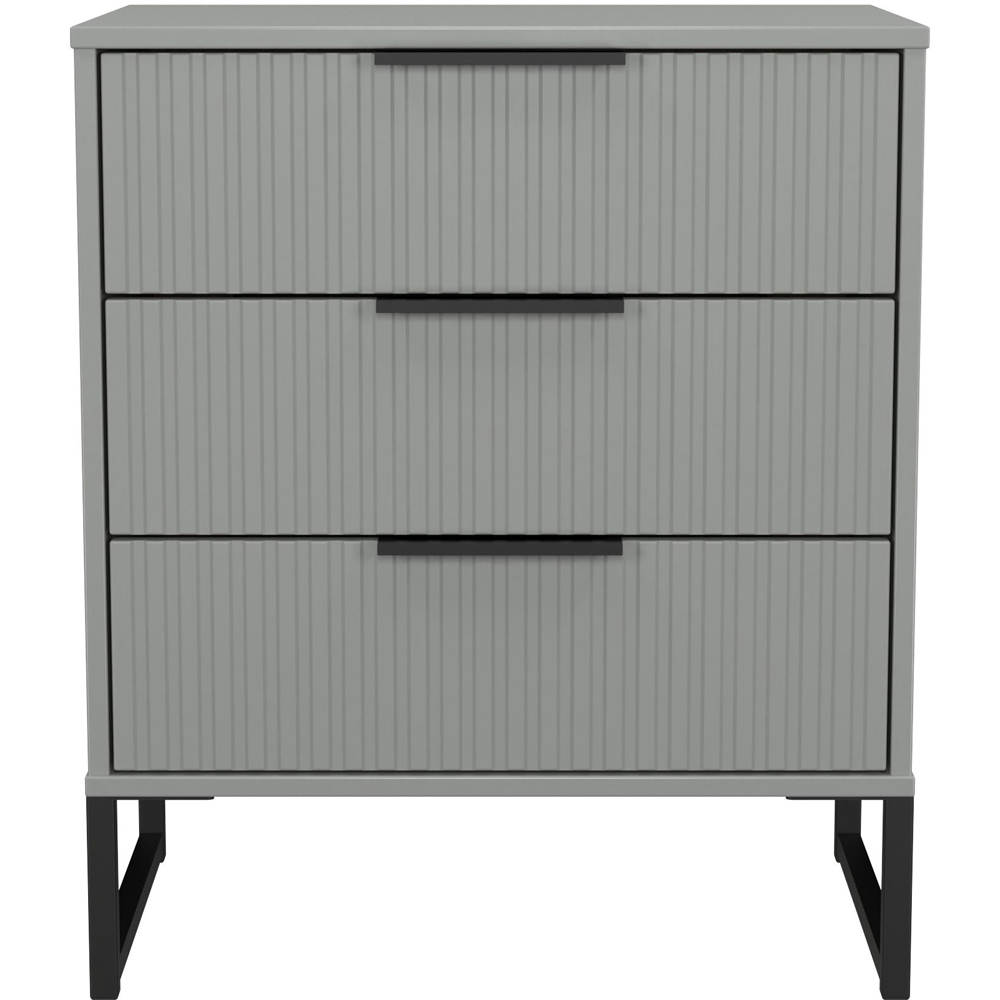 Crowndale Fluted 3 Drawer Dusk Grey Midi Chest of Drawers Ready Assembled Image 2