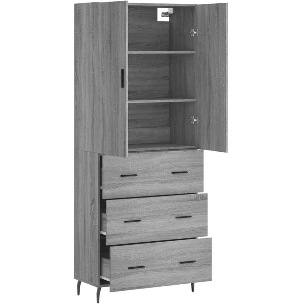 vidaXL 2 Door 3 Drawer Grey Sonoma Highboard Image 4
