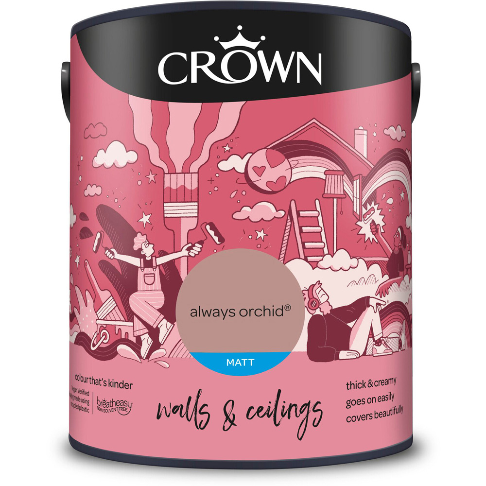 Crown Walls and Ceilings Always Orchid Matt Emulsion Paint 5L Image 2