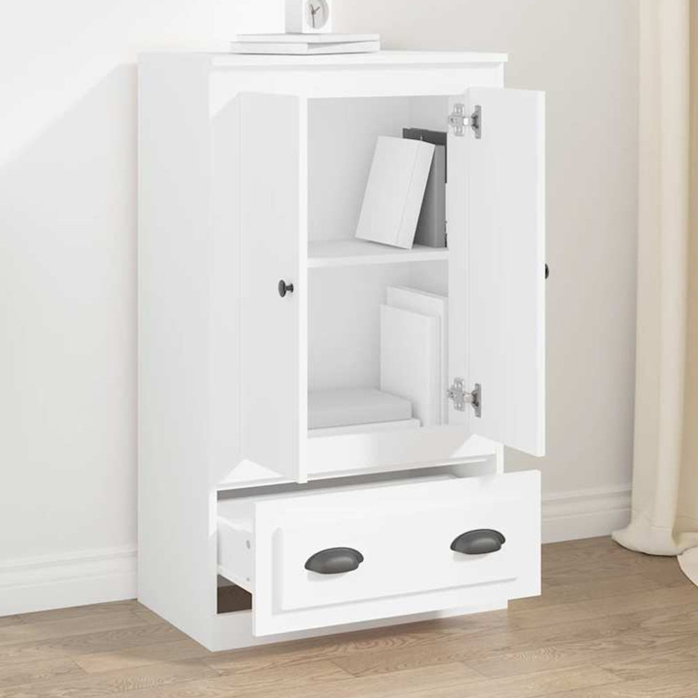 vidaXL 2 Door Single Drawer White Highboard Image 1