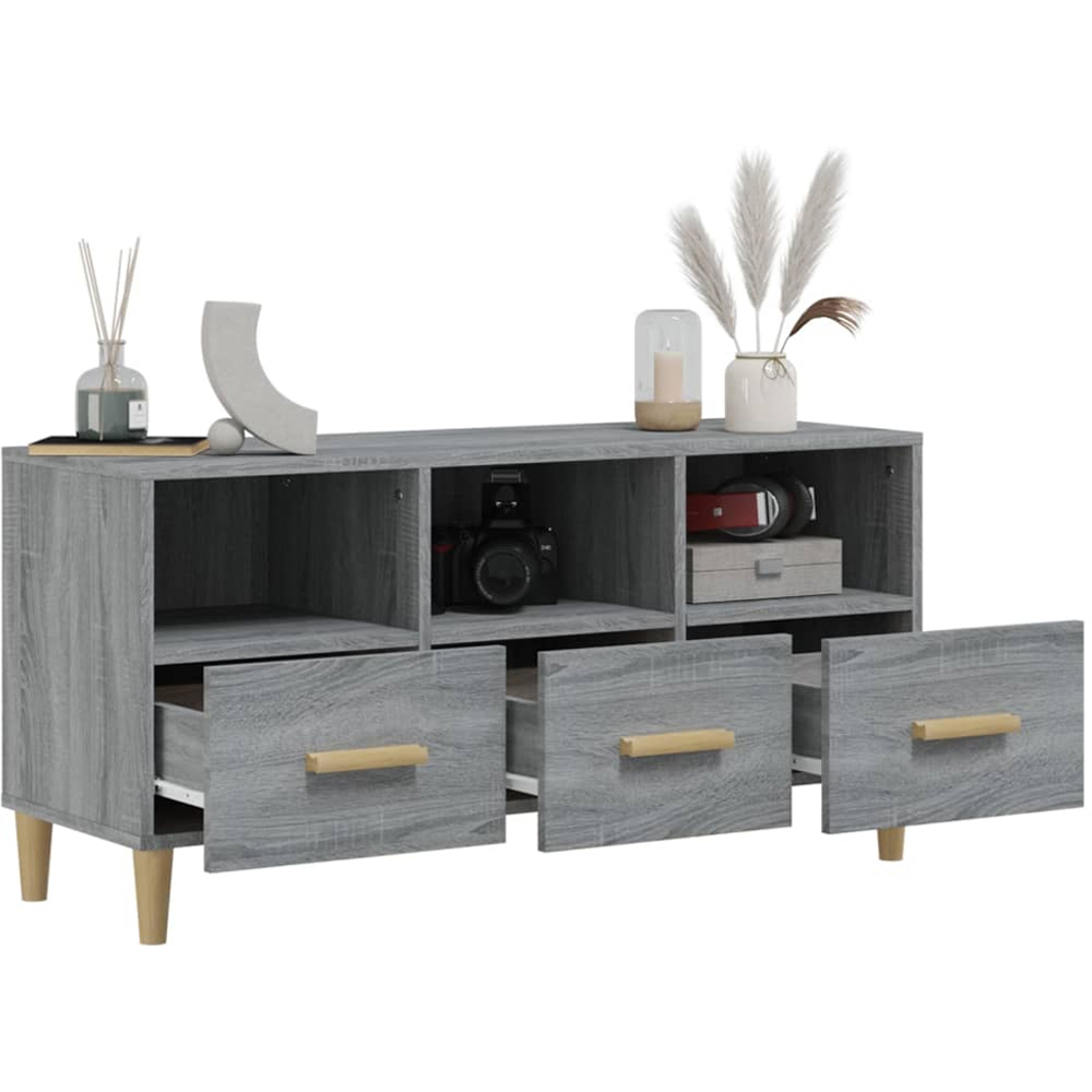 vidaXL 3 Drawer 3 Shelf Grey Sonoma TV Cabinet Image 5
