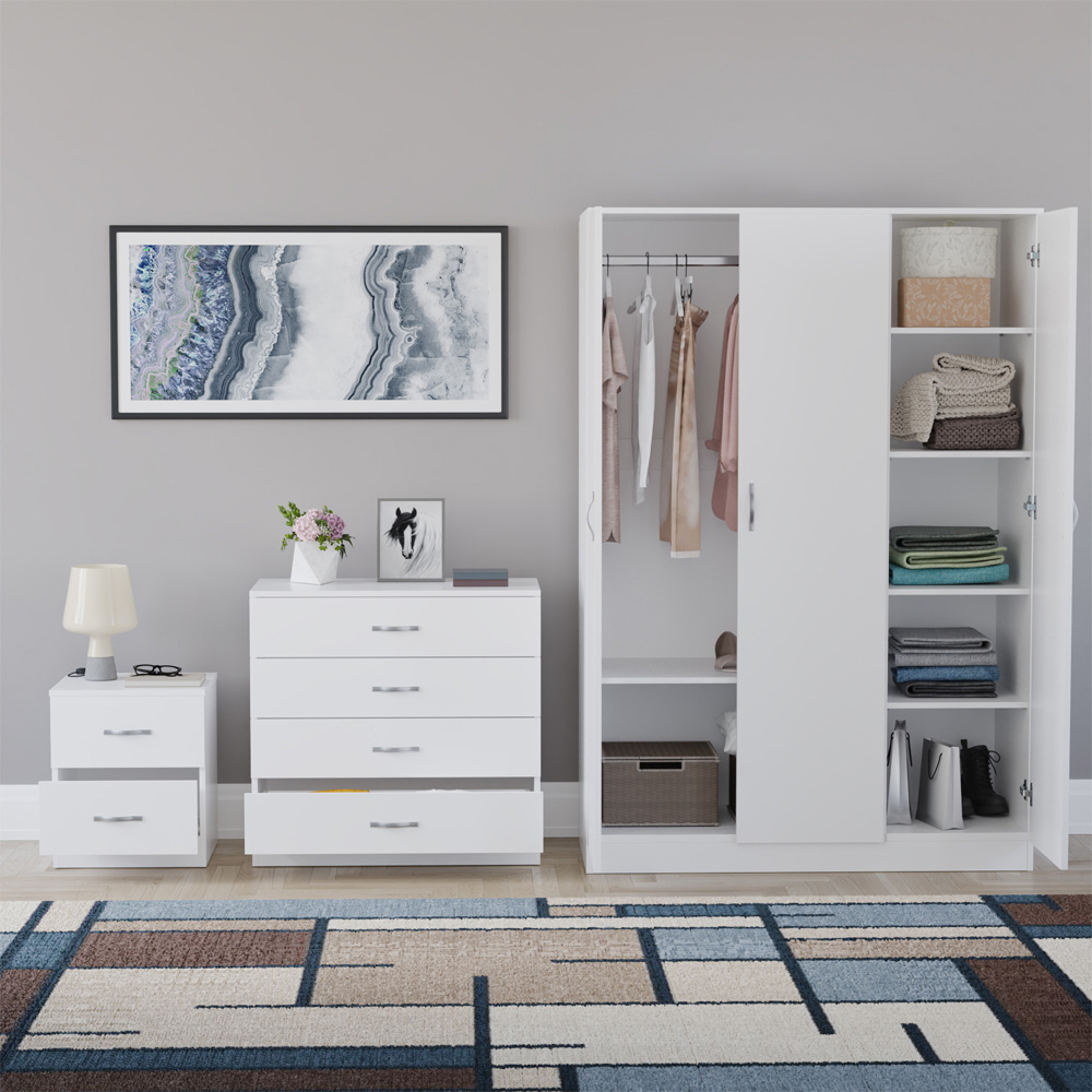 VIDA DESIGNS Riano White 3 Piece Bedroom Furniture Set Image 3