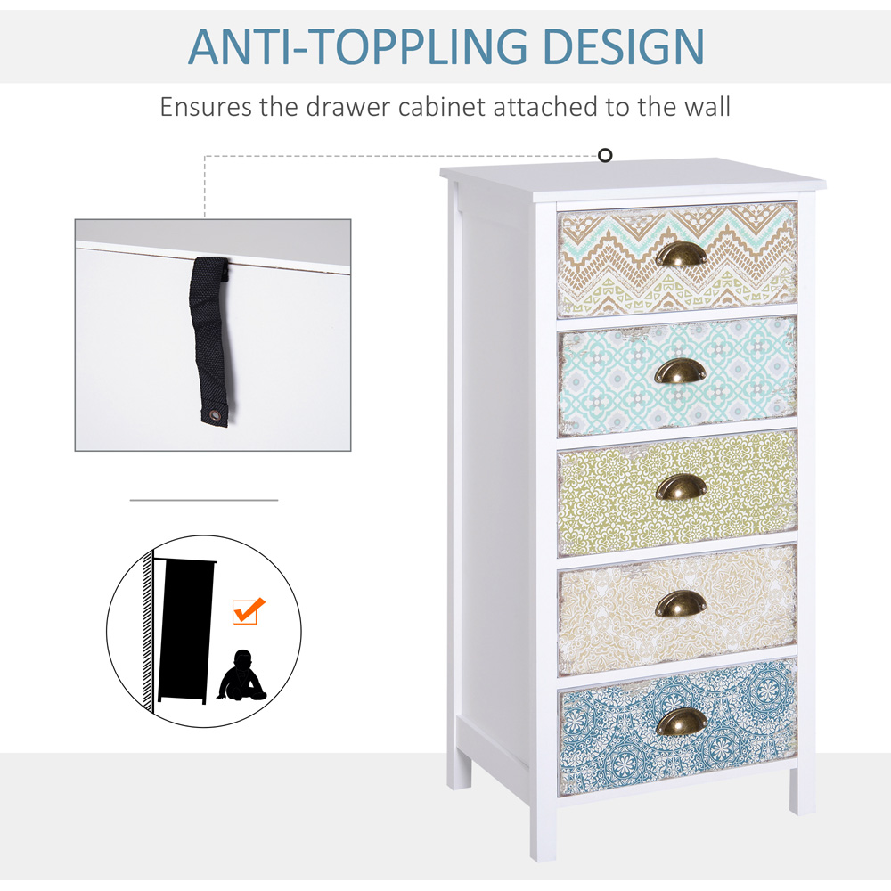 Portland 5 Drawer White Storage Chest Image 5