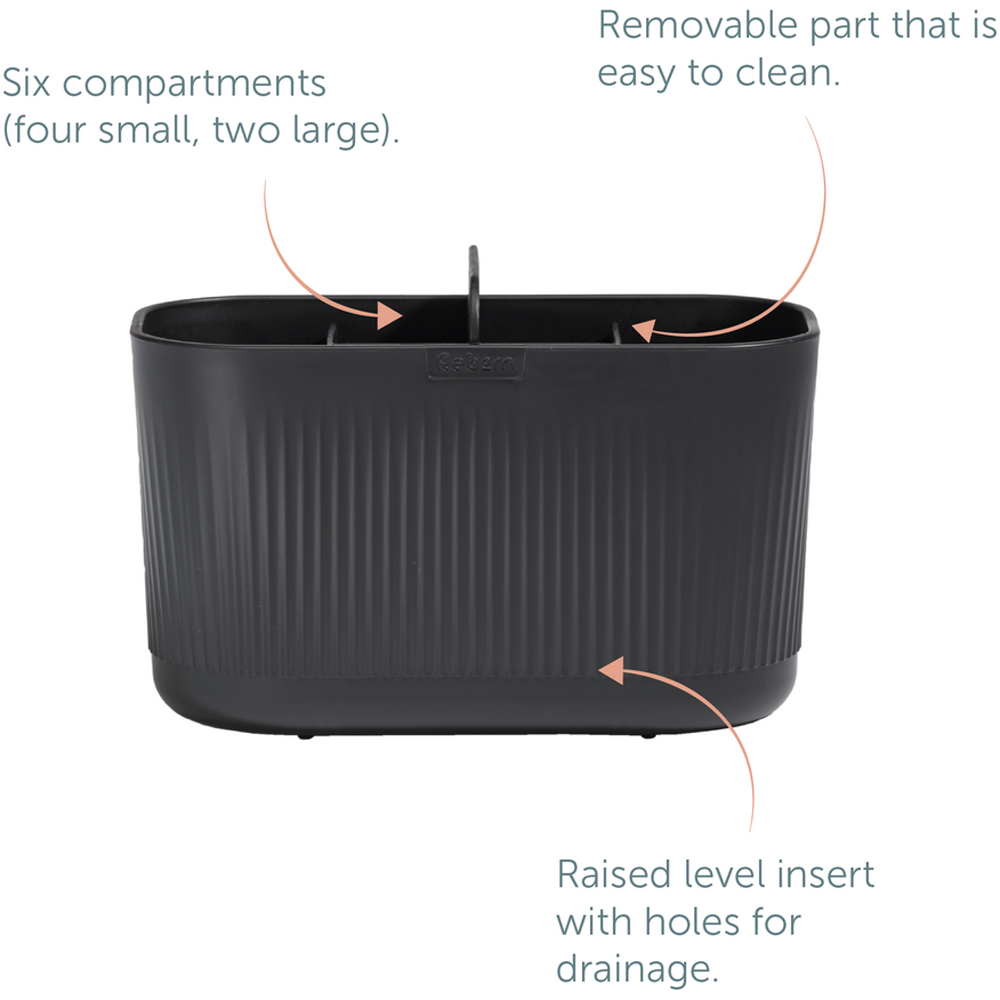 ReBorn Dark Grey Large Recycled Plastic Bathroom Caddy Image 8