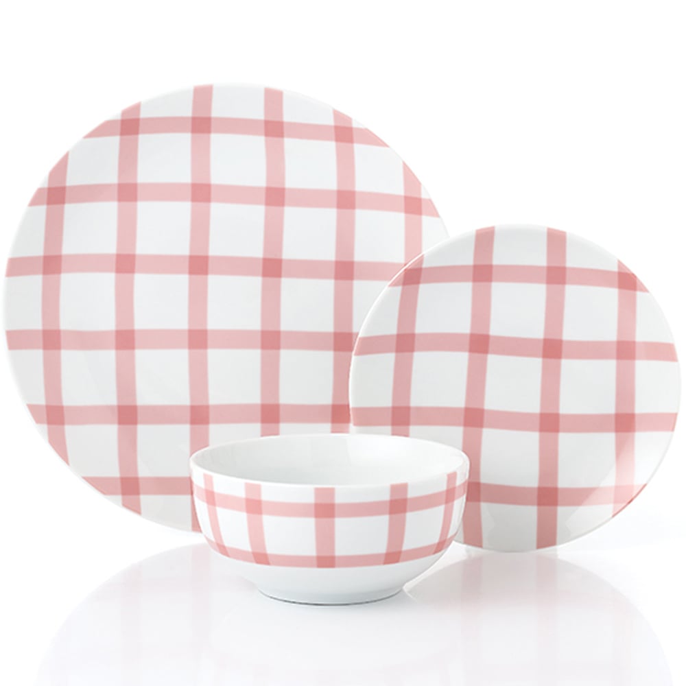 Waterside Gingham Pastels 12 Piece Dinner Set Image 3