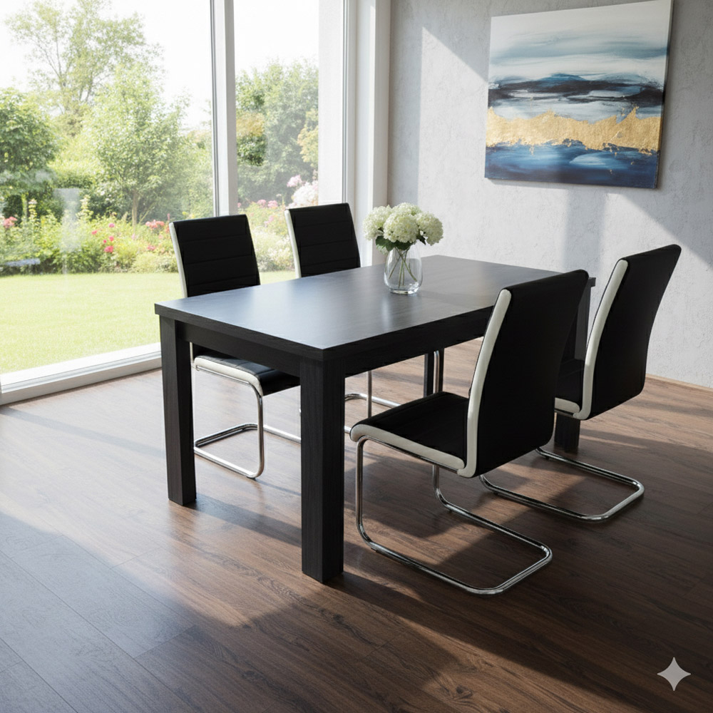 Kosy Koala Arrow 4 Seater Faux Leather Dining Set Charcoal Image 5