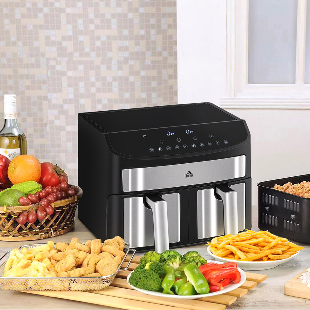 HOMCOM 800-174V70BK Black 8L Oil Free Dual Air Fryer 2400W Image 2