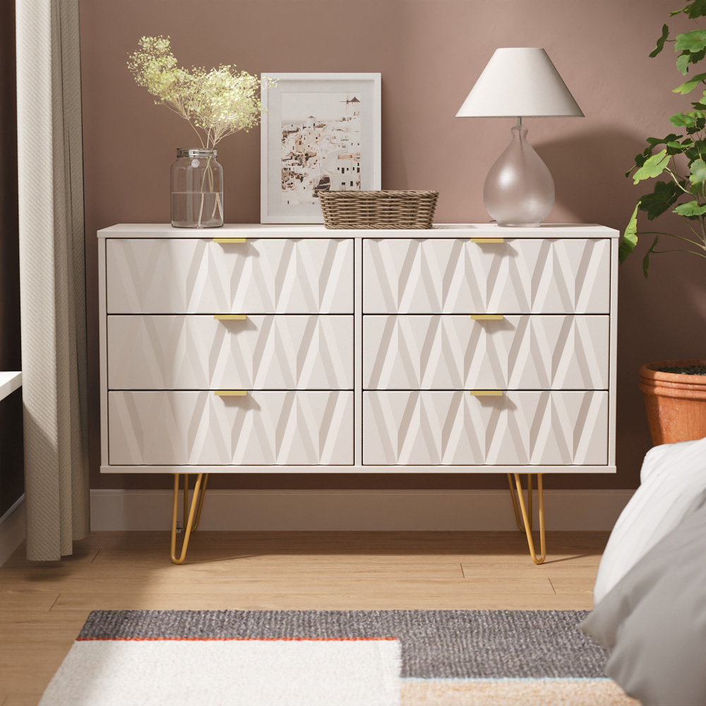 Crowndale Diamond 6 Drawer Kashmir Matt Wide Chest of Drawers Ready Assembled Image 6