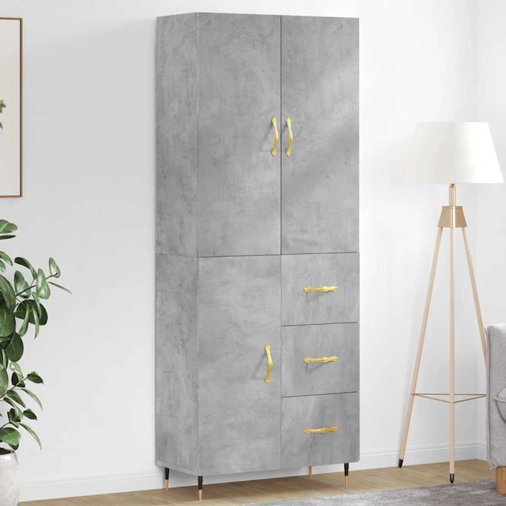 vidaXL 3 Door 3 Drawer Concrete Grey Highboard Image 1