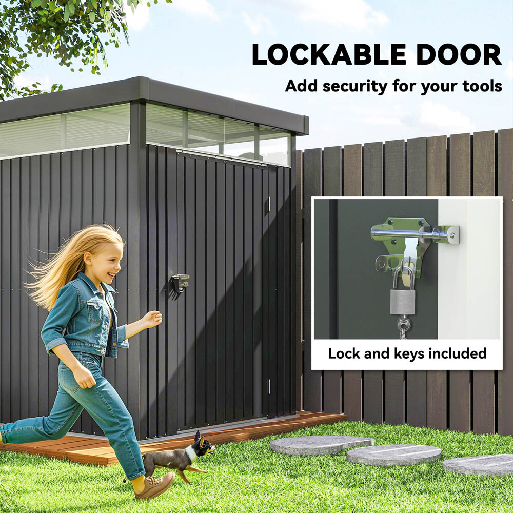 Outsunny 5.2 x 8.3ft Galvanised Steel Garden Shed Image 7