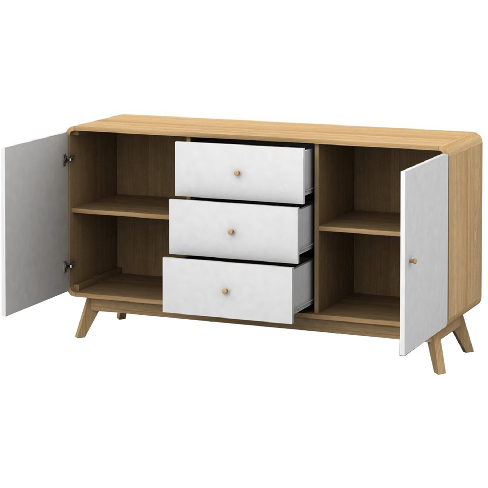 Loft24 Cassie 2 Door 3 Drawer Oak and White Sideboard Image 4