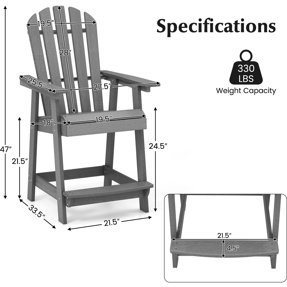 Costway Grey Outdoor Chair Image 9