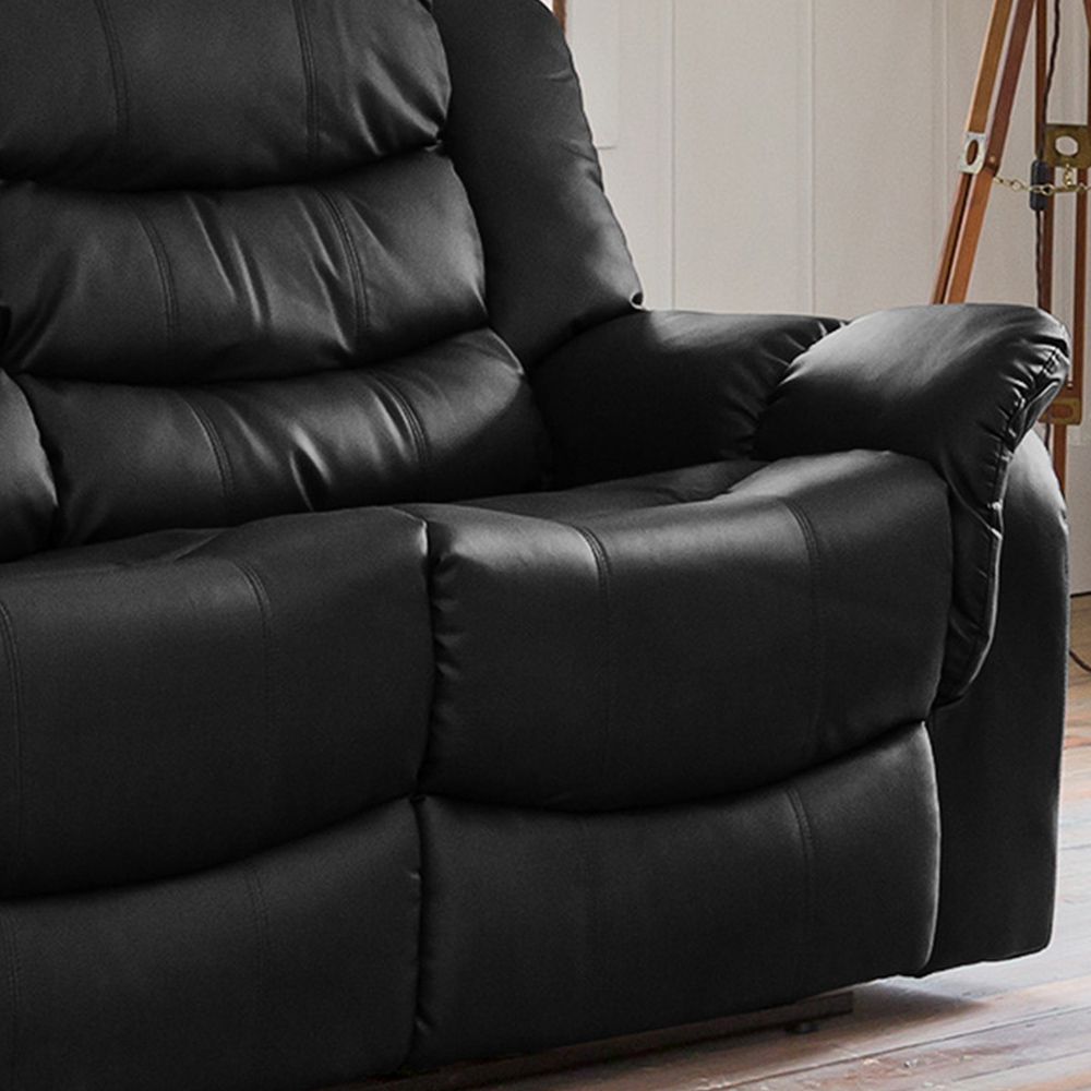 Almeira 2 Seater Black Bonded Leather Recliner Sofa Image 2