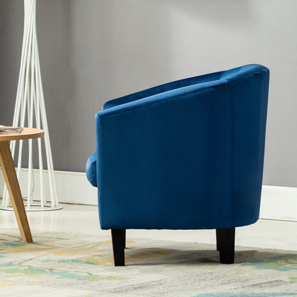 wilko Blue Velvet Fabric Tub Arm Chair Image 3