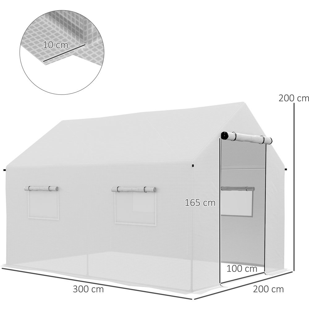 Outsunny White Polyethylene 6.5 x 9.8ft Walk In Greenhouse Image 7