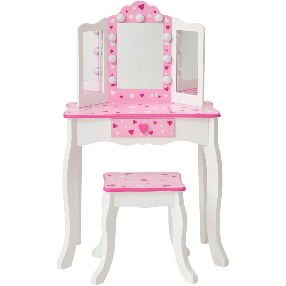 Teamson Kids White Pink Sweethearts Print Gisele Medium Vanity and Stool Image 4