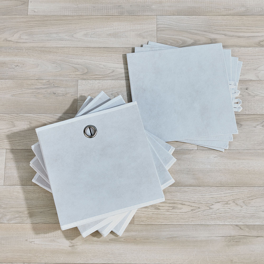 Home Source Cream Fabric Cube Storage Box 4 Pack Image 4