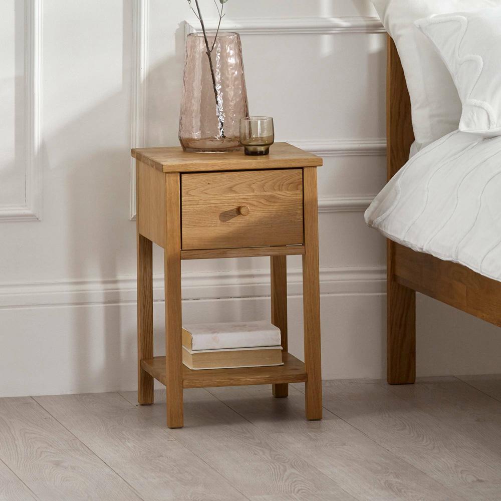 Julian Bowen Coxmoor Single Shelf Single Drawer Oak Bedside Table Image 9