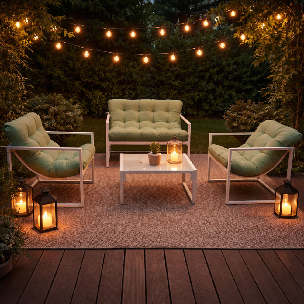 Neo Direct 4 Seater Green Outdoor Patio Set with Cushions Image 3