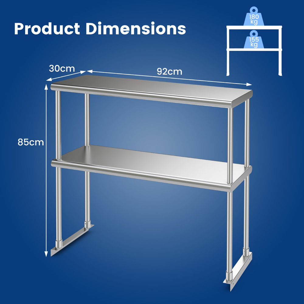 Costway 2 Shelf Adjustable Stainless Steel Overshelf Image 9