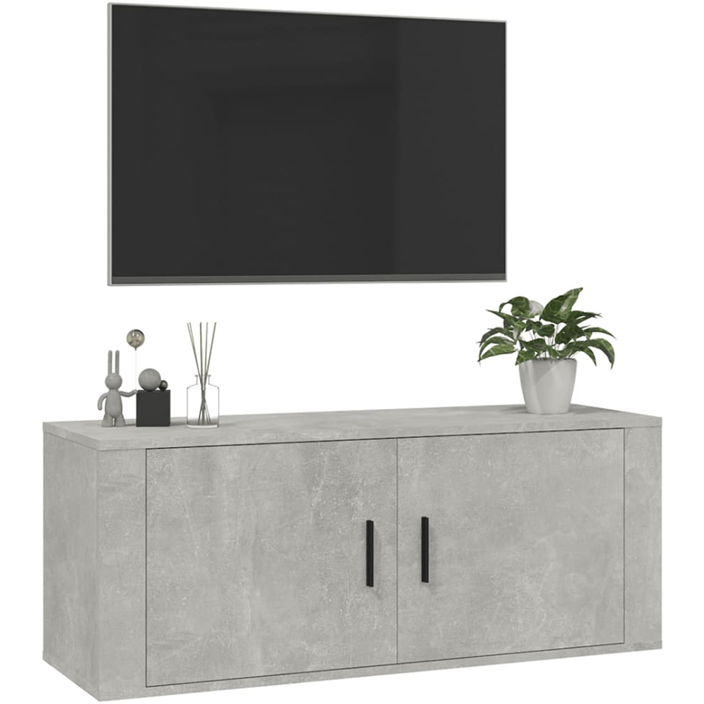 vidaXL 2 Door Concrete Grey Wall Mounted Wide TV Cabinet Image 4