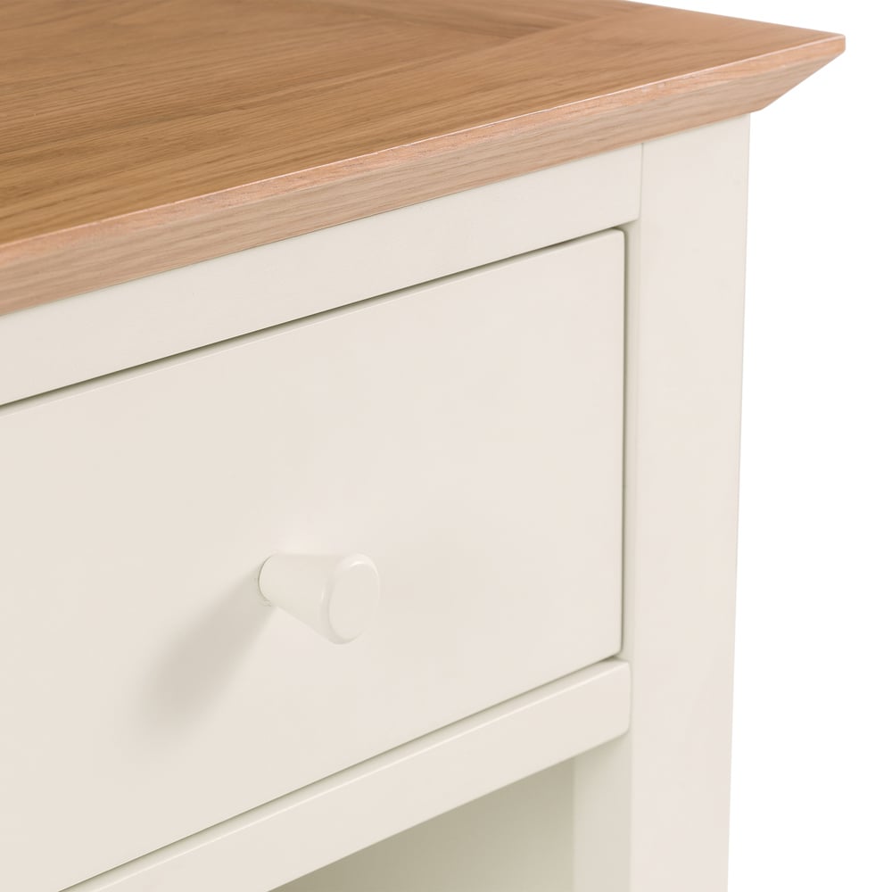 Julian Bowen Salerno Shaker Single Drawer Ivory and Oak Bedside Table Image 3