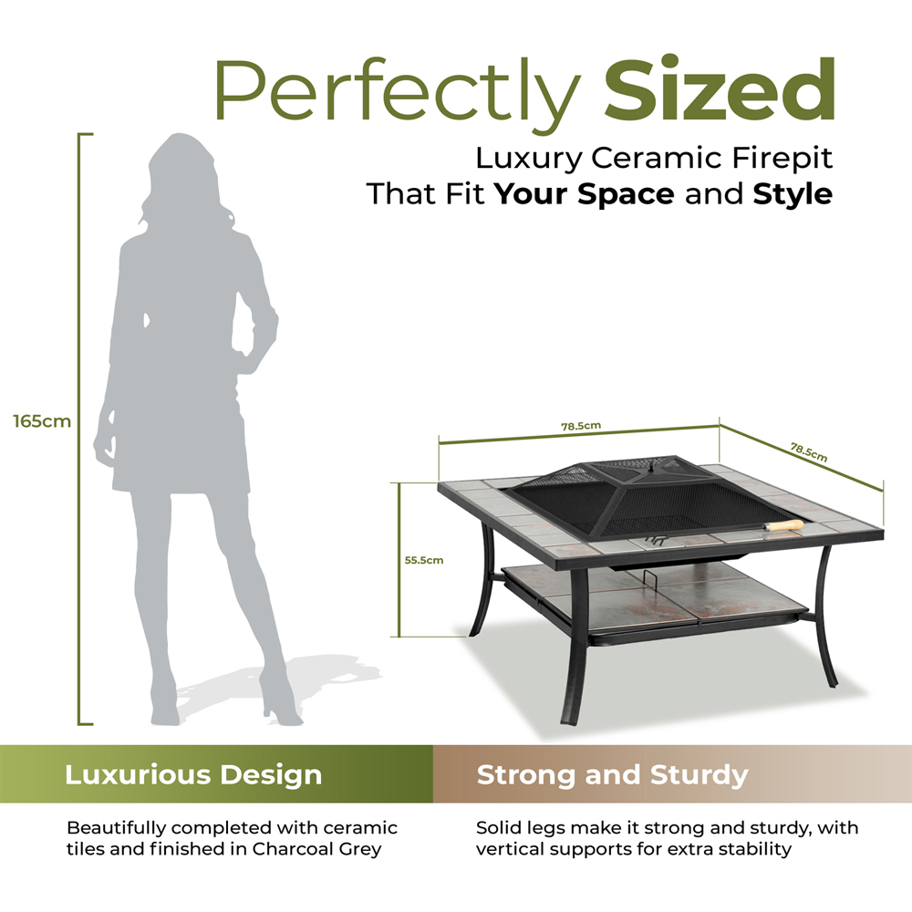 Centurion Supports Shango Black and Ceramic Fire Pit Table Image 9