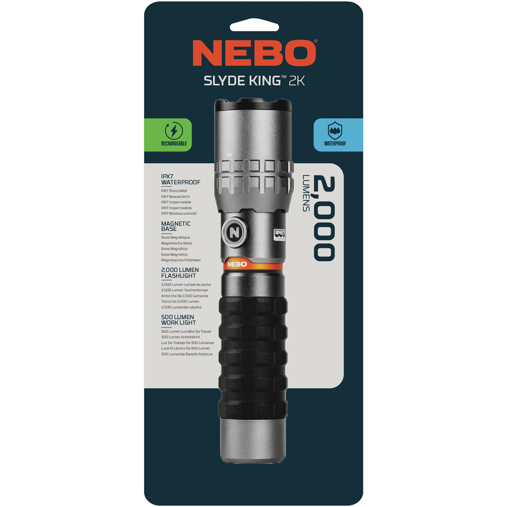 Nebo Slyde King 2K 2000 Lumens Rechargeable Flashlight with Side-to- Reveal COB Work Light Image 2