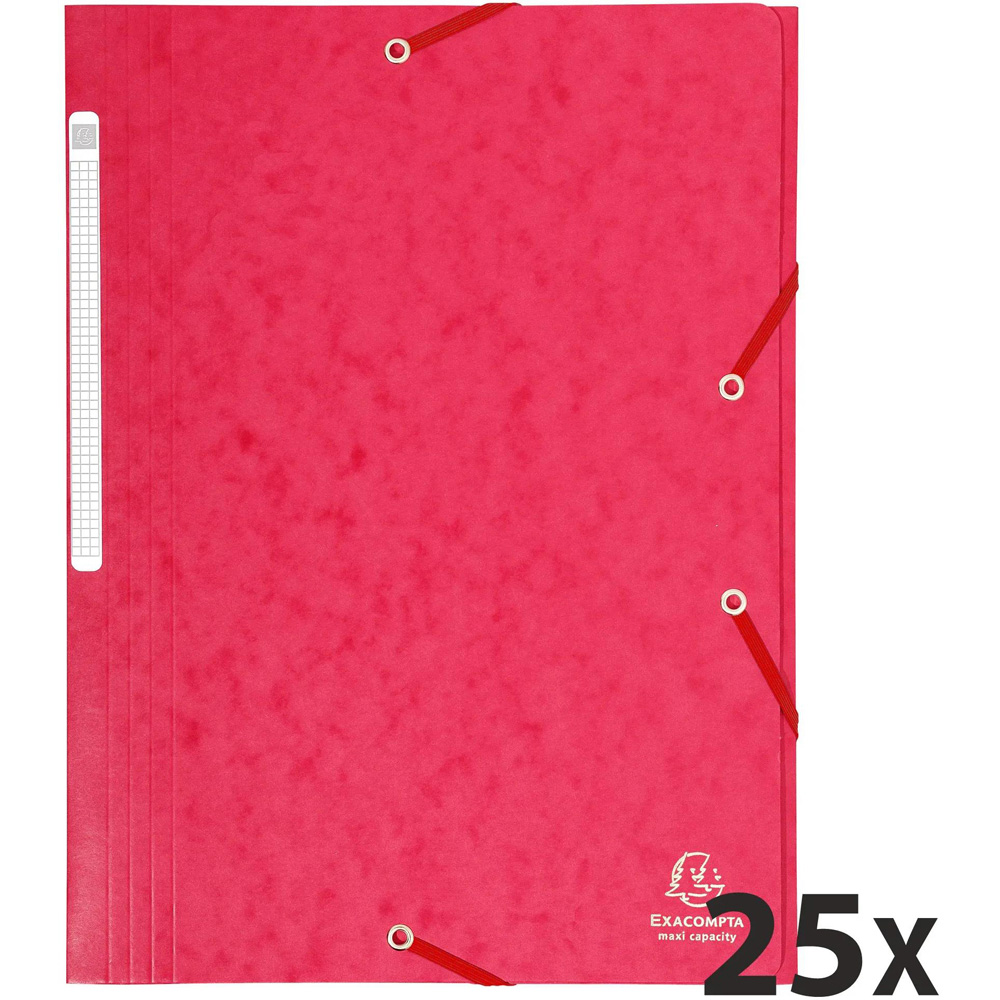 Exacompta Flap A4 Red 3 Elastic Folder 25 Pack Image 5