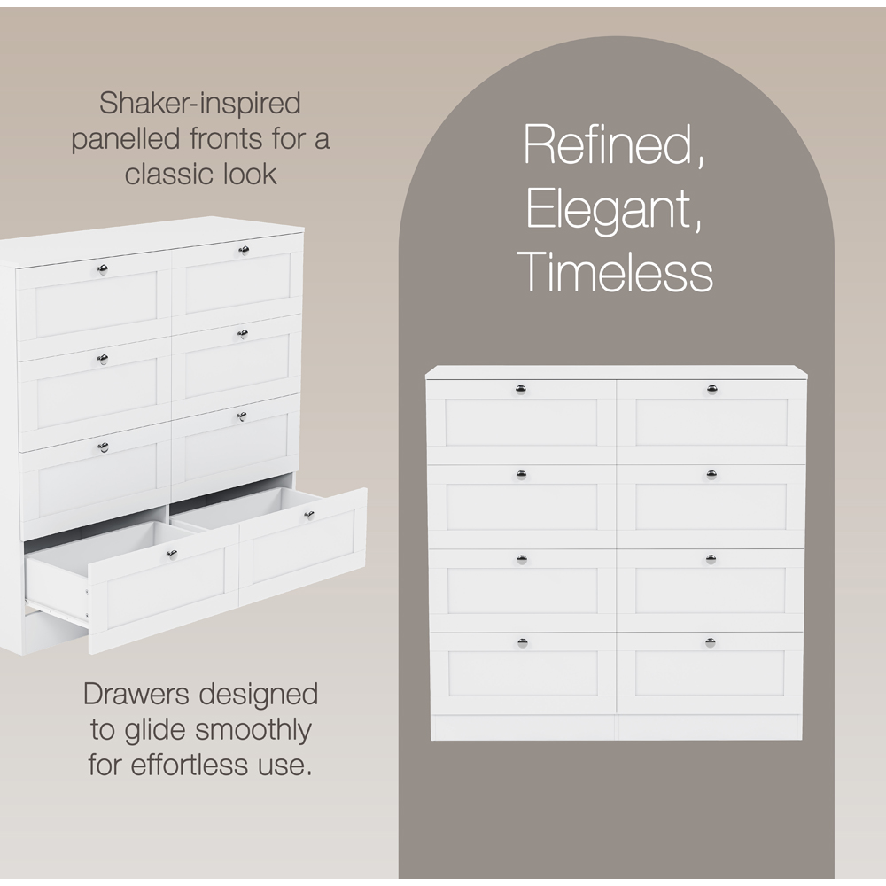 VIDA DESIGNS Altino 8 Drawer White Shaker-Style Chest of Drawers Image 7
