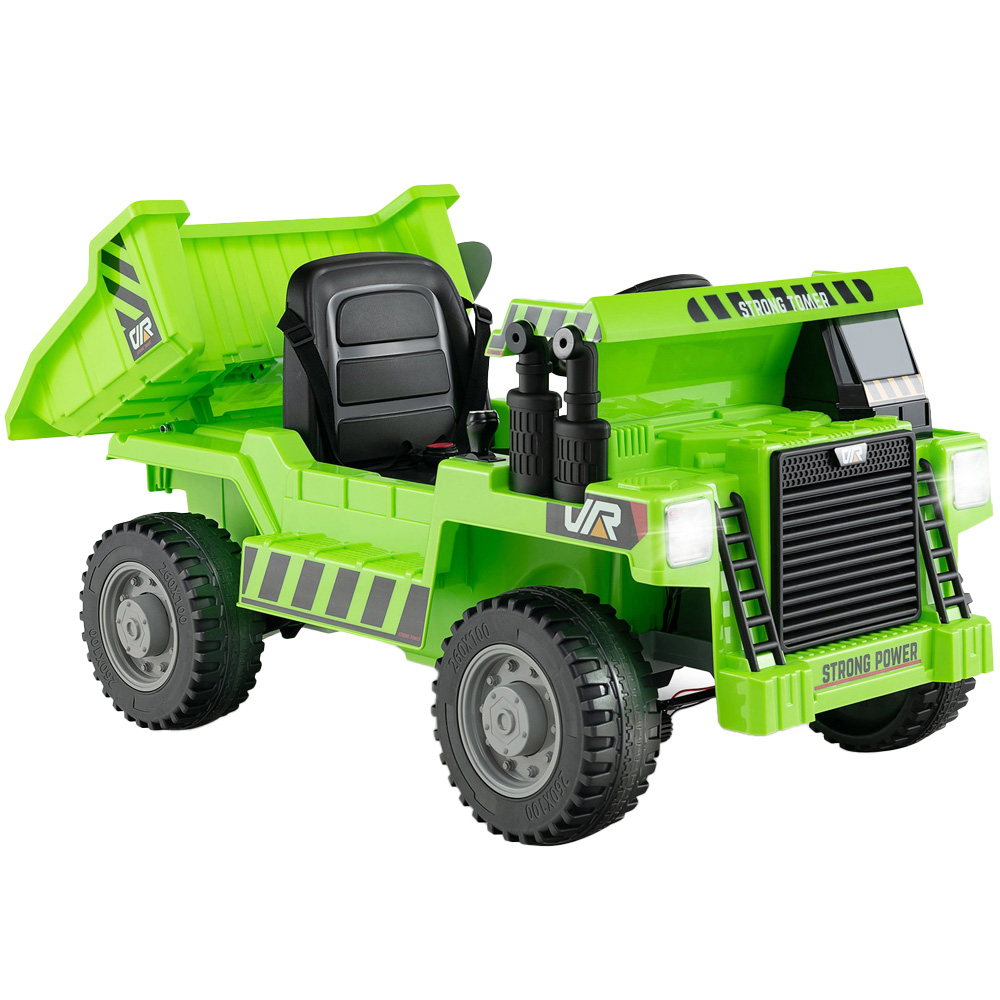 Costway Kids Green Ride On Dump Truck with Electric Dump Bed 12V Image 1