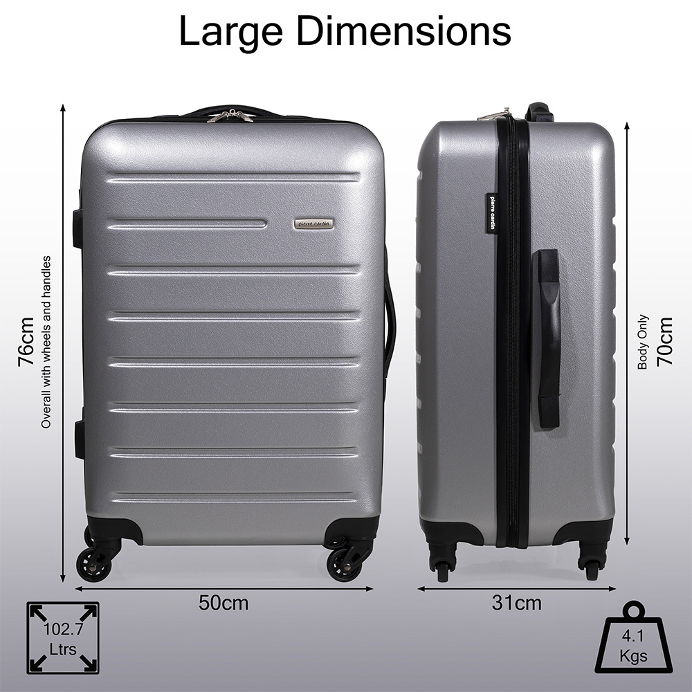 Pierre Cardin Voyager XL Grey Hard Shell Lightweight Trolley Suitcase Image 7