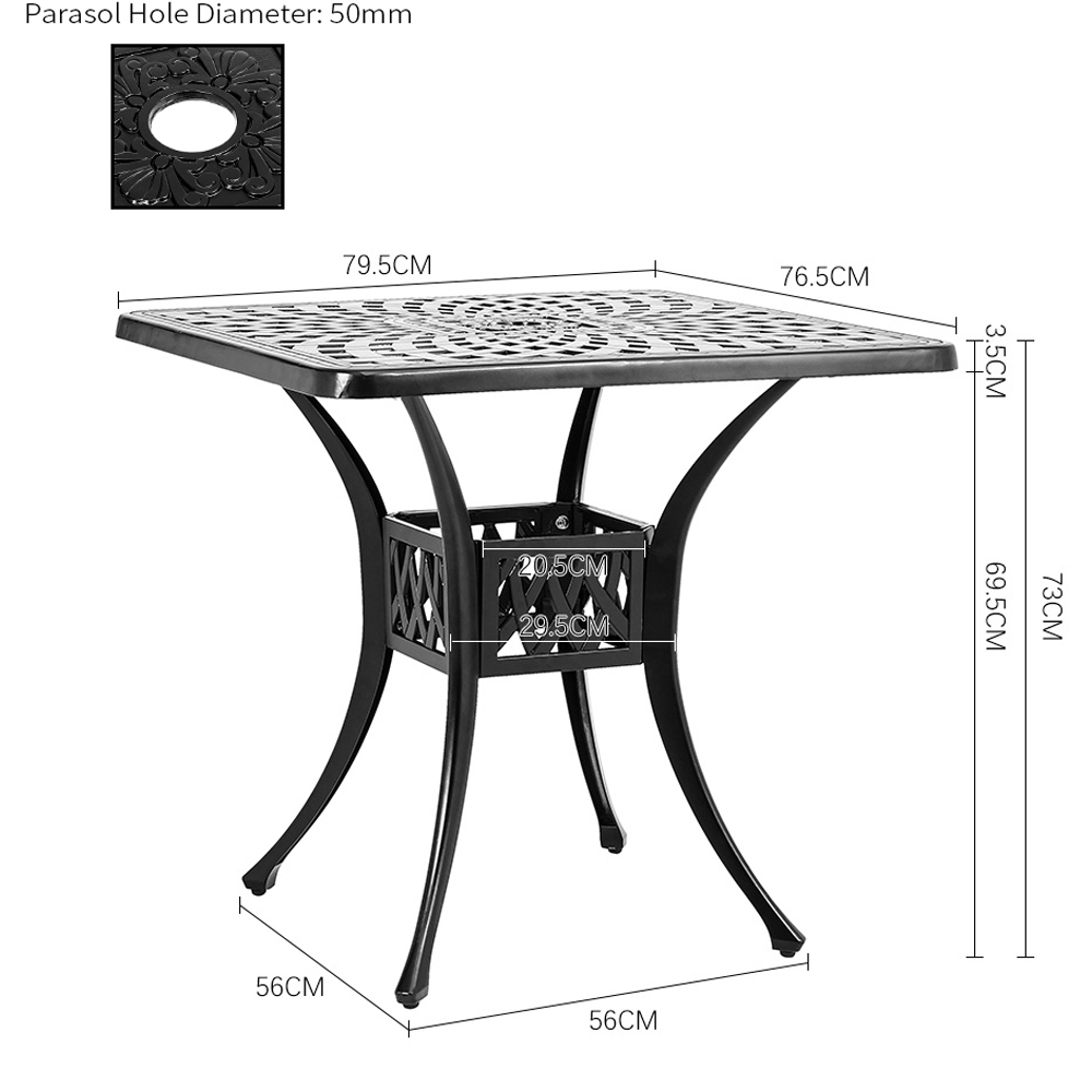 Living and Home 3 Seater Black Square Bistro Set Image 7