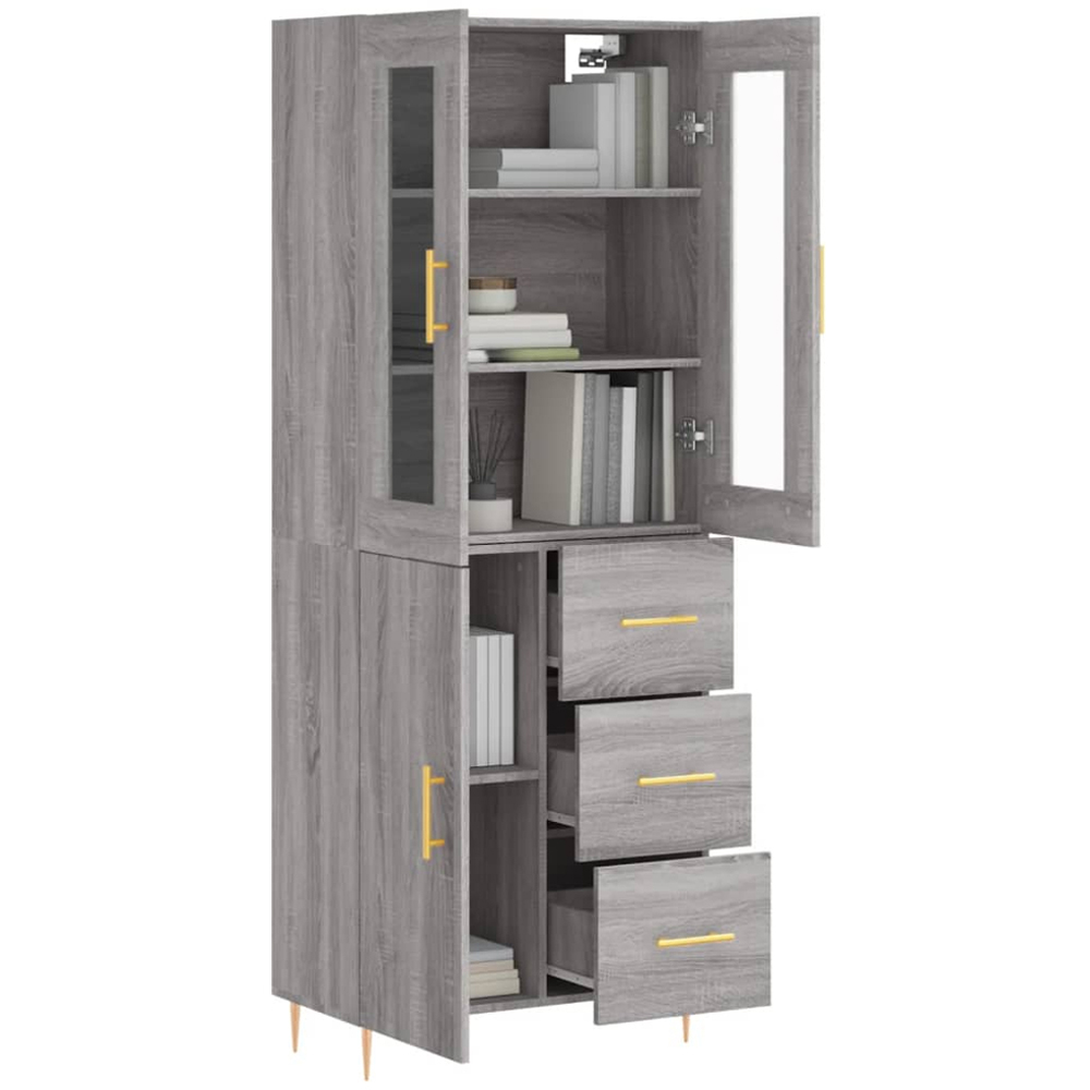 vidaXL 3 Door 3 Drawer Grey Sonoma Highboard Image 3