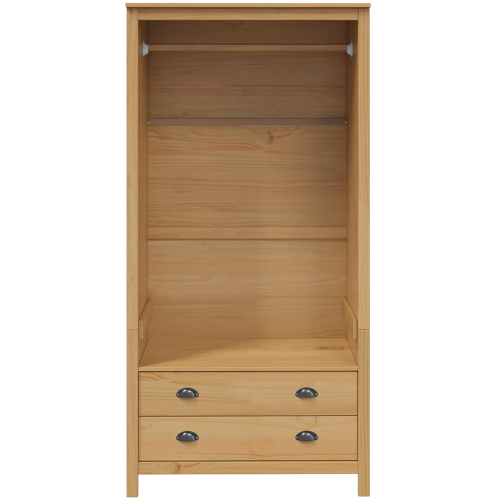 vidaXL Hill 2 Drawer Honey Brown Solid Pine Wood Open Wardrobe Image 4