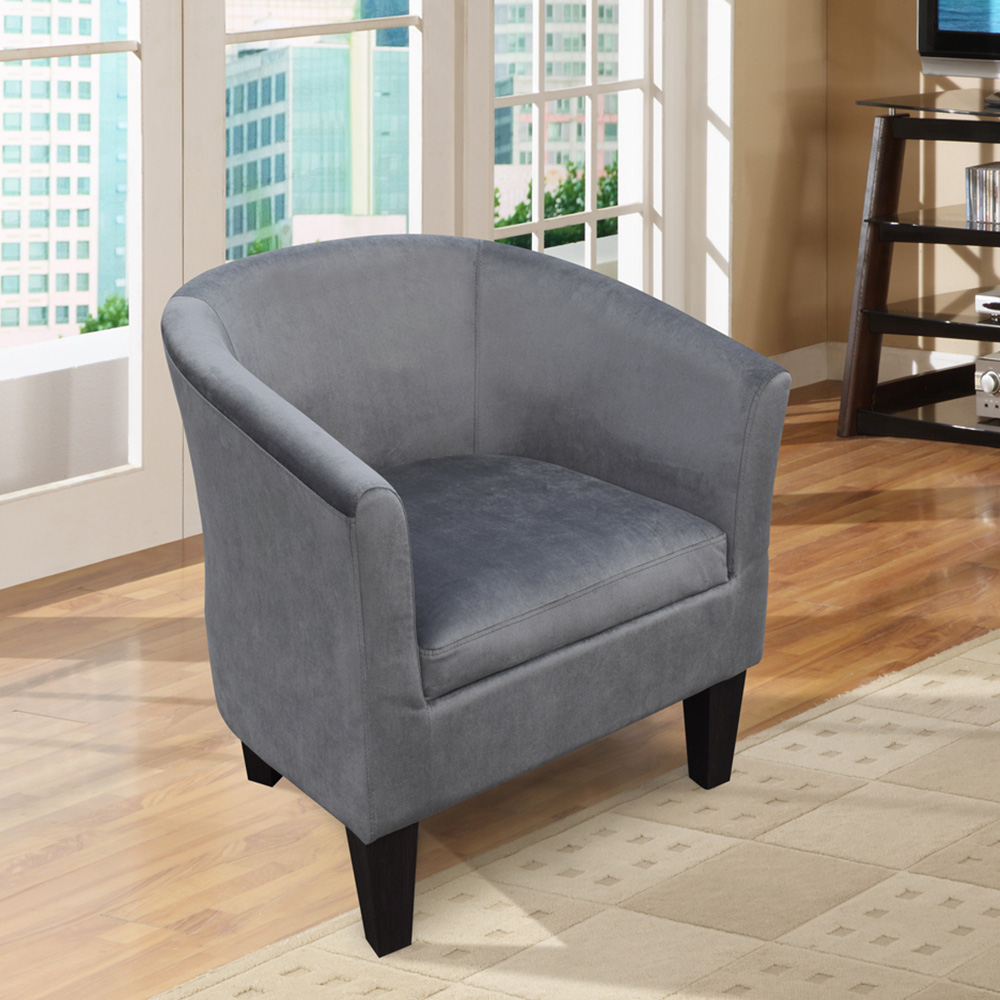Comfy Living Grey Brushed Velvet Tub Chair Image 3