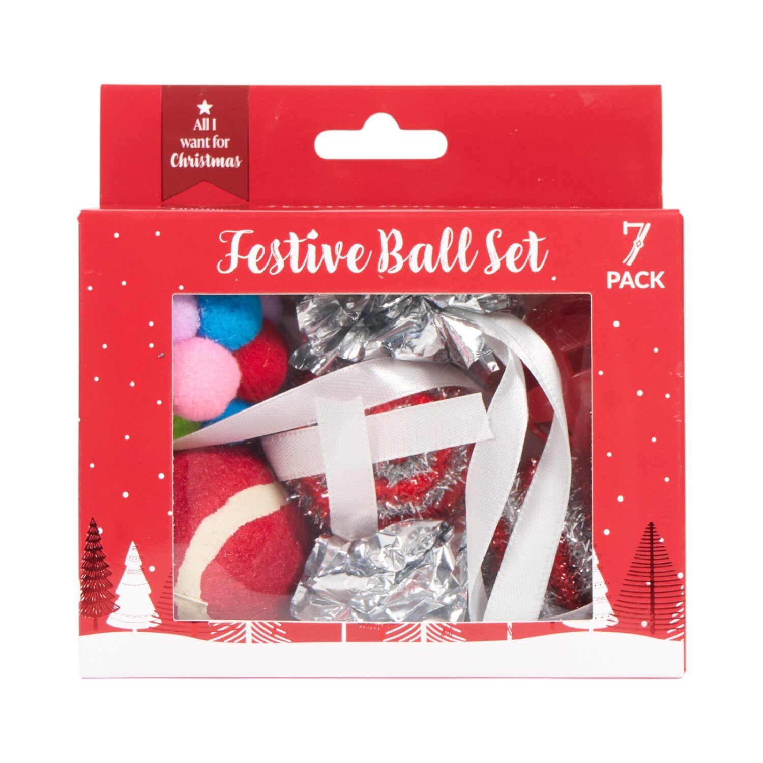Pack of 7 Festive Cat Balls Image 1