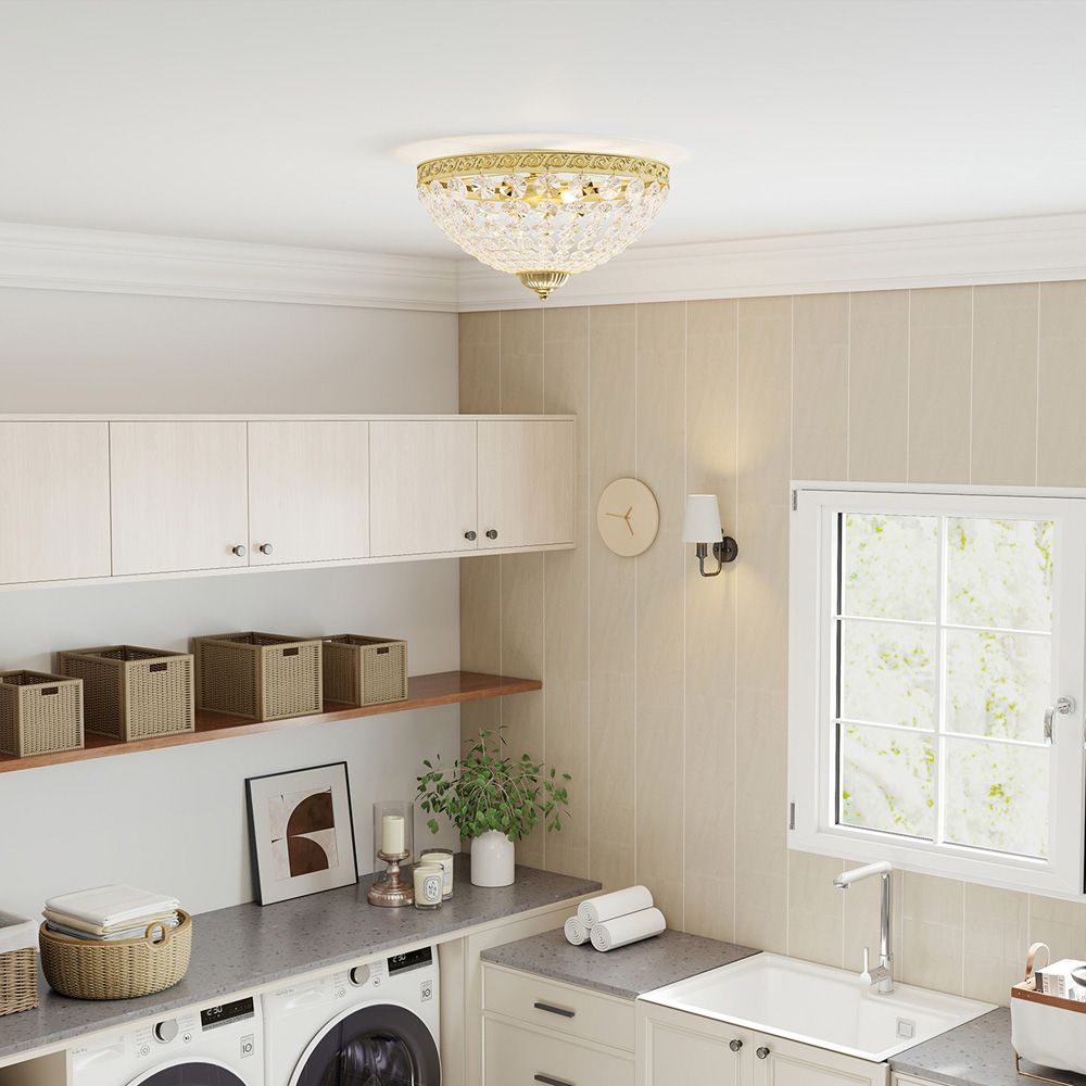 HOMCOM Gold Chandelier Crystal Ceiling Light Image 5