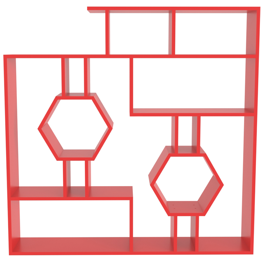 Decorotika Tamara 15 Shelf Red Geometric Bookcase Image 2