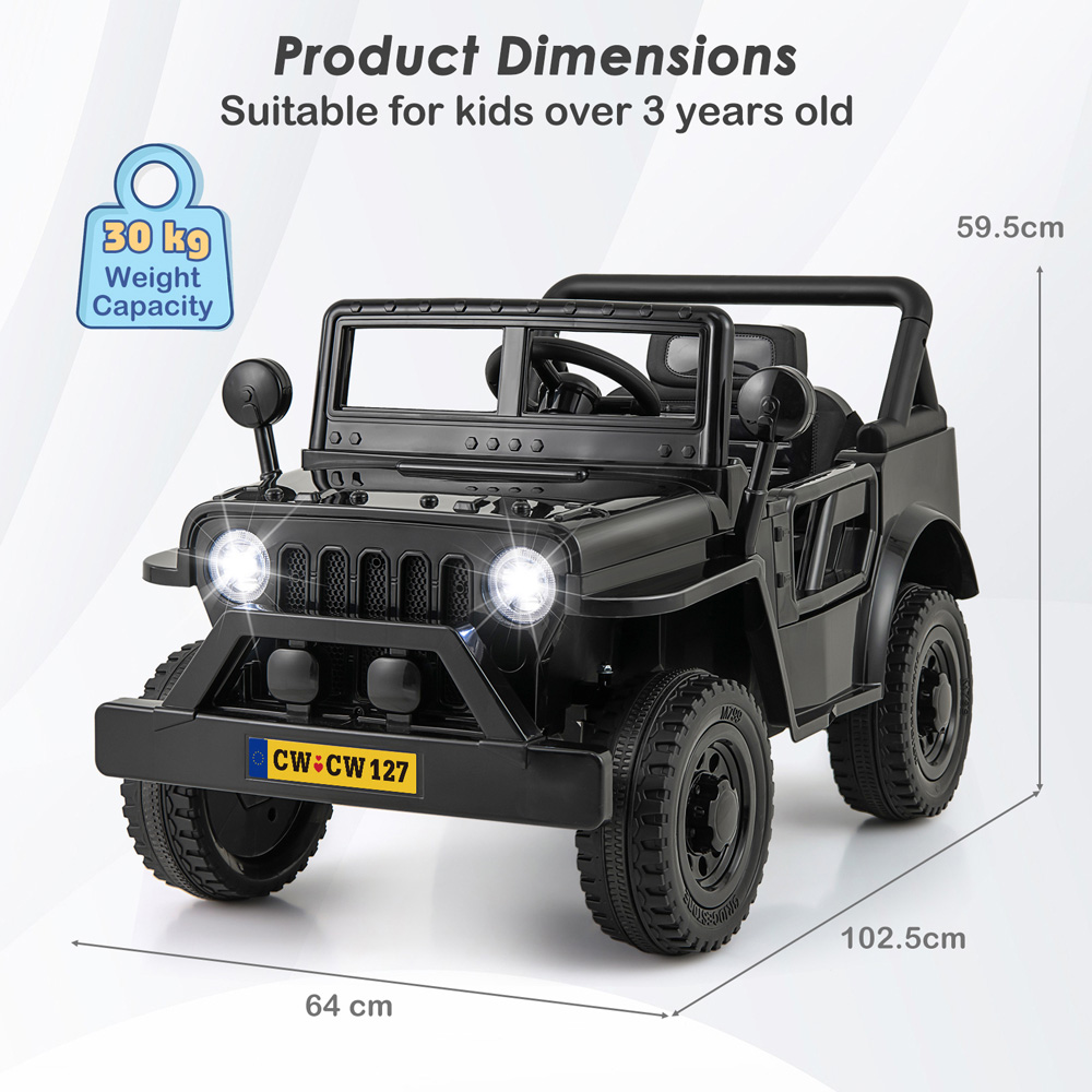 Costway Kids Black Ride On Truck with Remote Control and 3 Speeds 12V Image 7