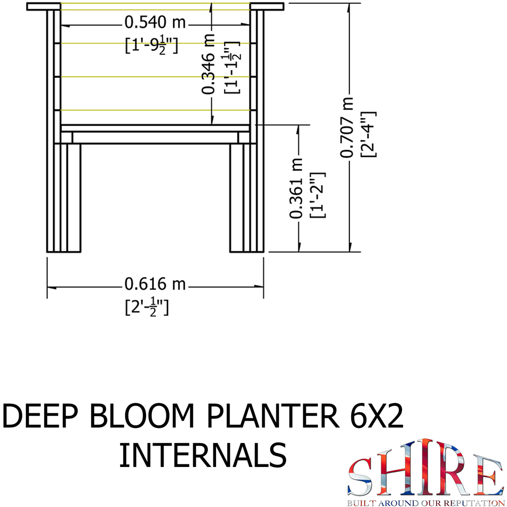 Shire Bloom Wooden Deep Planter 71 x 171 x 62cm Image 8