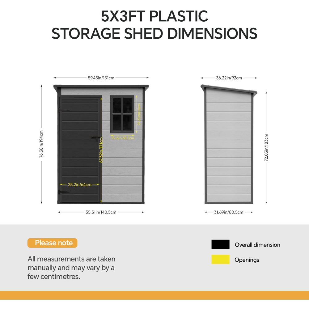 Living and Home 5 x 3ft Pent Garden Storage Shed with Window Image 9