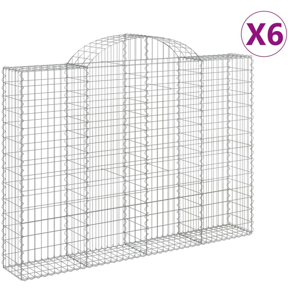 vidaXL Silver Galvanised Iron Arched Gabion Basket 200 x 30 x 140/160cm 6 Pack Image 4